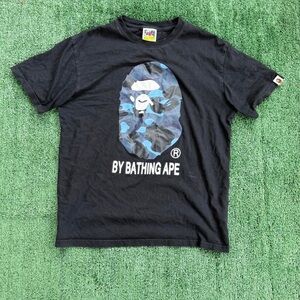 Black Tee with Blue Camo Ape Graphic